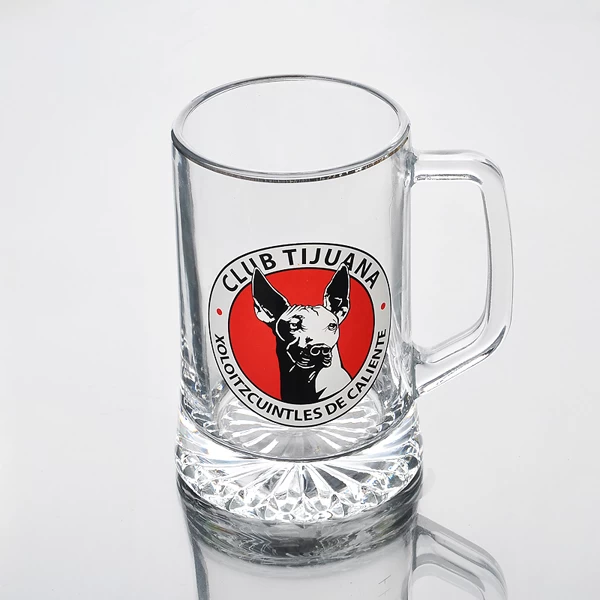 beer glass with decal