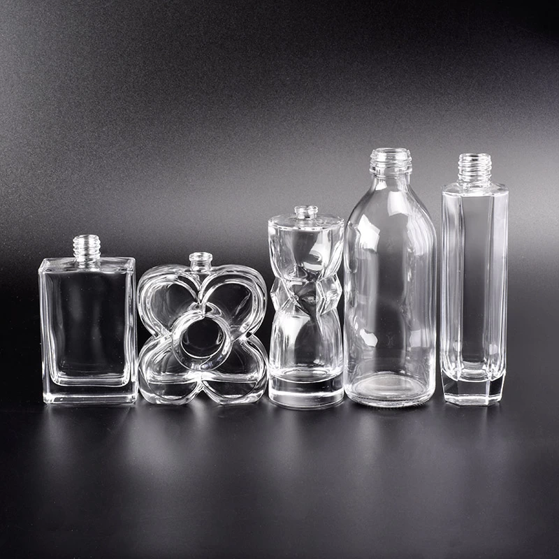 Vintage transparent high round glass container perfume bottle wholesale