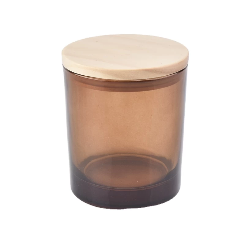 8oz Brown glass candle jar with lid Wholesale