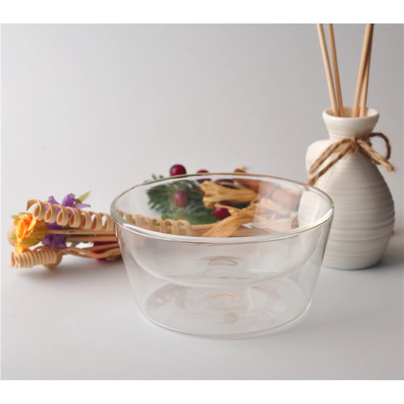 Customized borosilicate glass double wall bowl