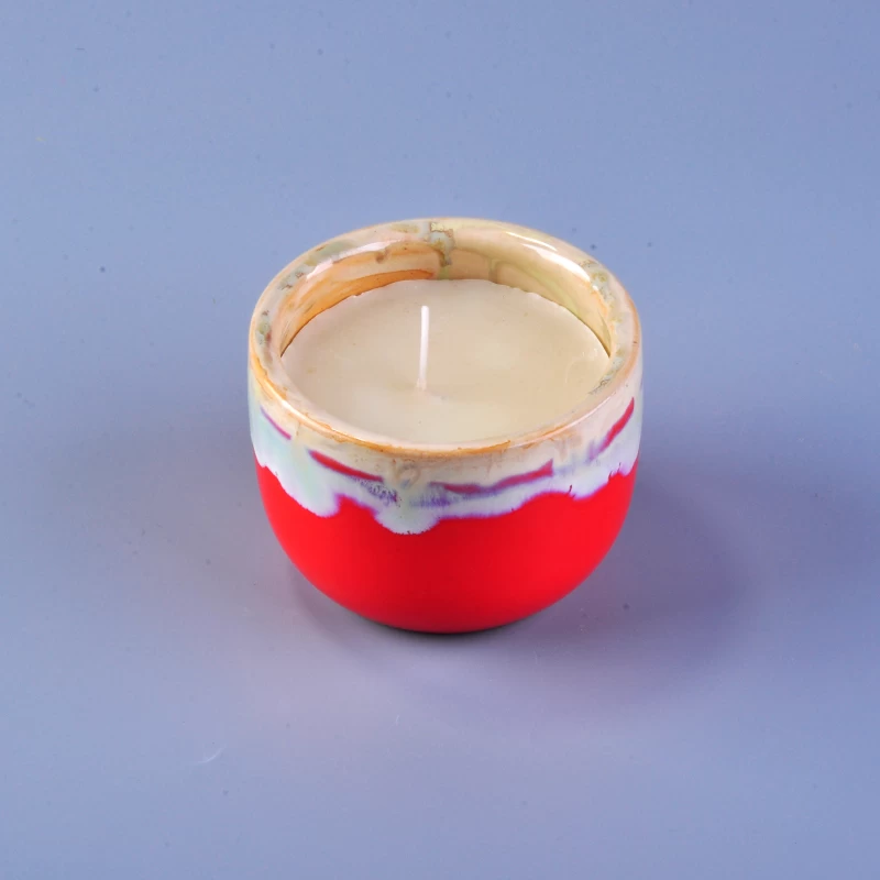 Red Votive Ceramic Candle Vessel Made in China