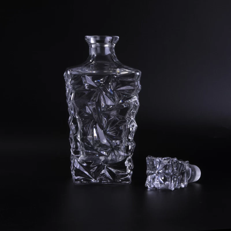 Fancy gift set empty diamond cut crystal whiskey glass decanter