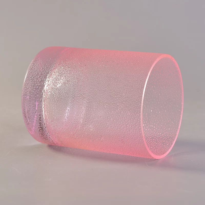 pink glass candle jar with dot effect