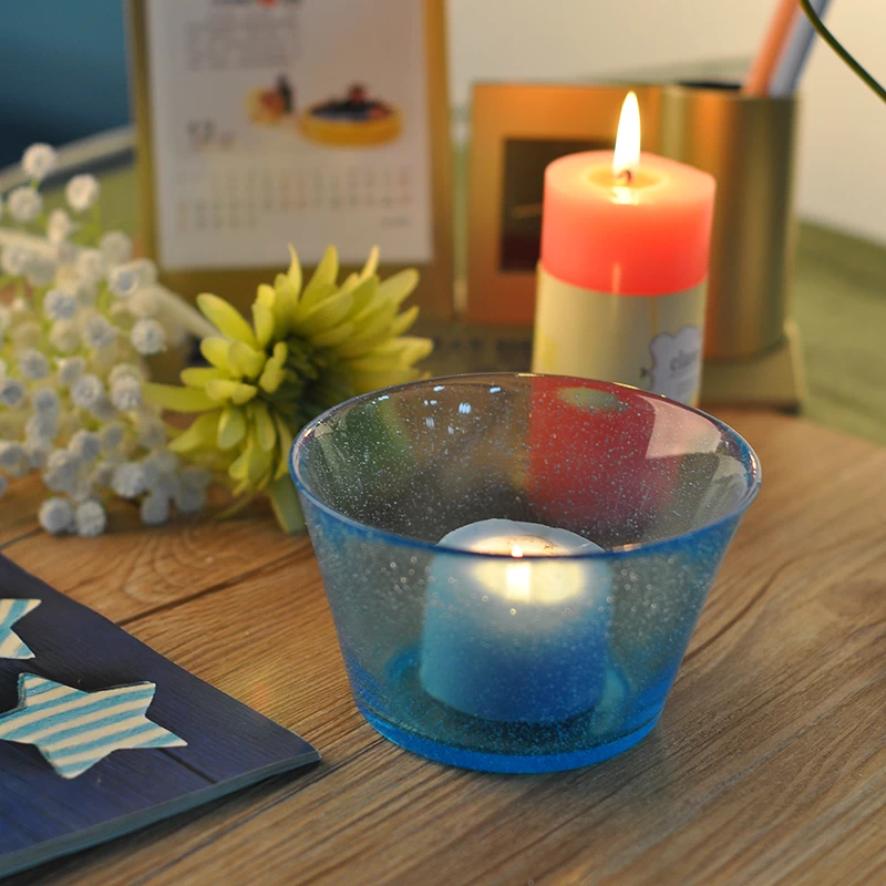 colored glass candle holders