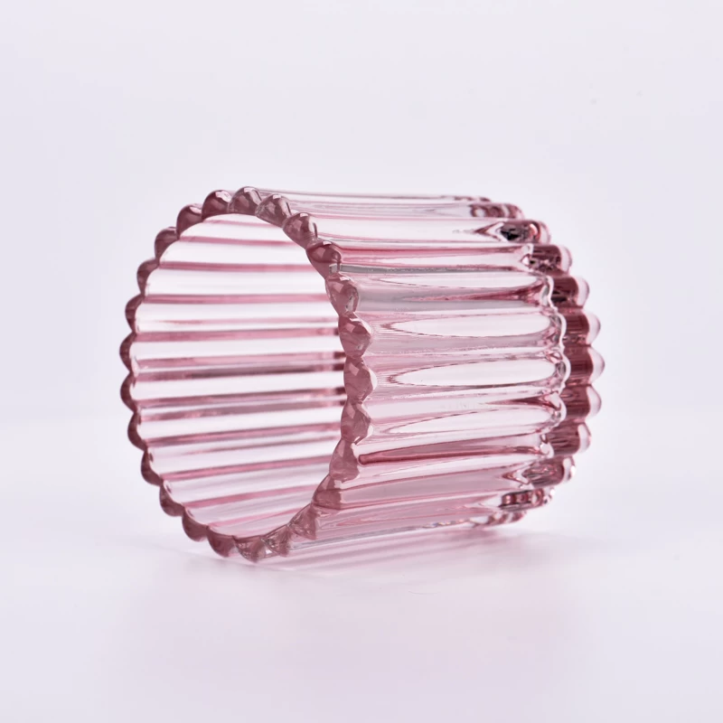 Wholesale 8oz 10oz Home Decoration Small Vertical Stripe Glass Candle Jar for Candles