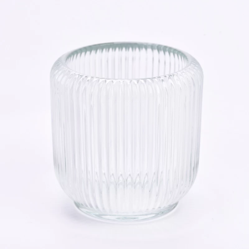 Wholesale customized 250ml stripe glass candle jar with home decor