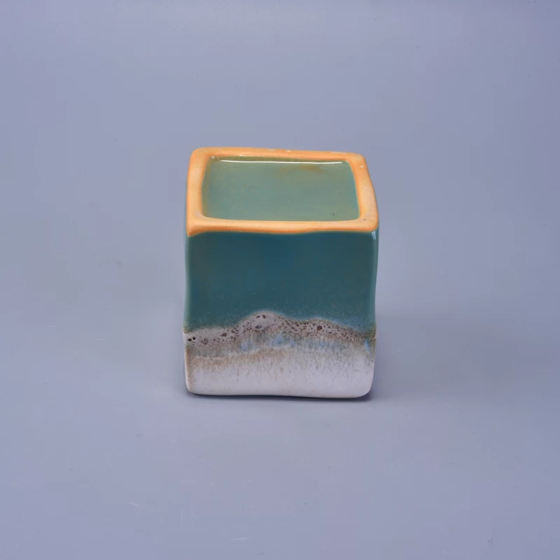 square ceramic candle jar