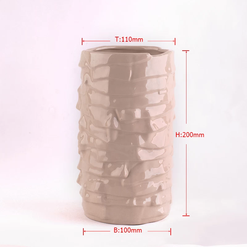bark pattern ceramic candle holder