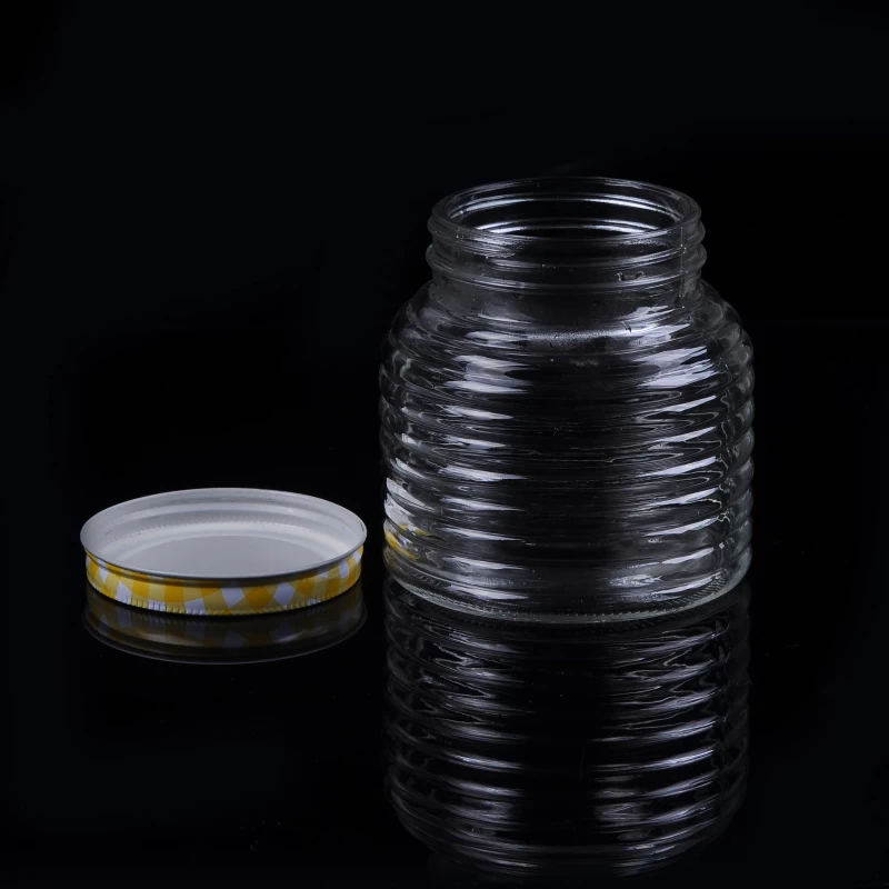 thread patterned glass jar
