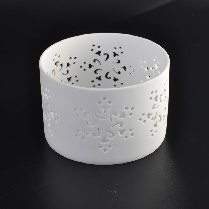 3''Decorative White Ceramic Candle Holder