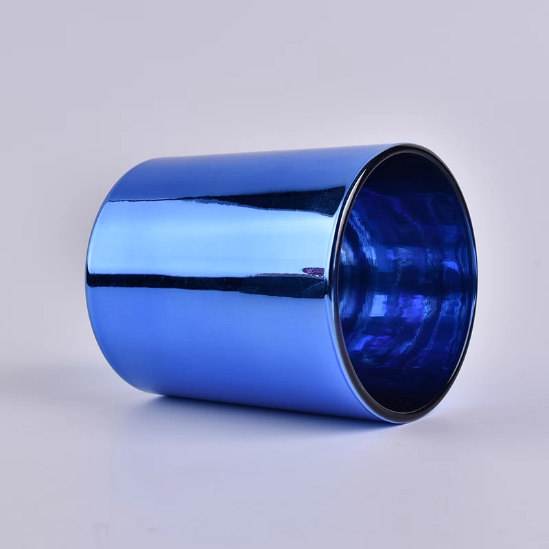Electrophoresis shining blue glass candle jar