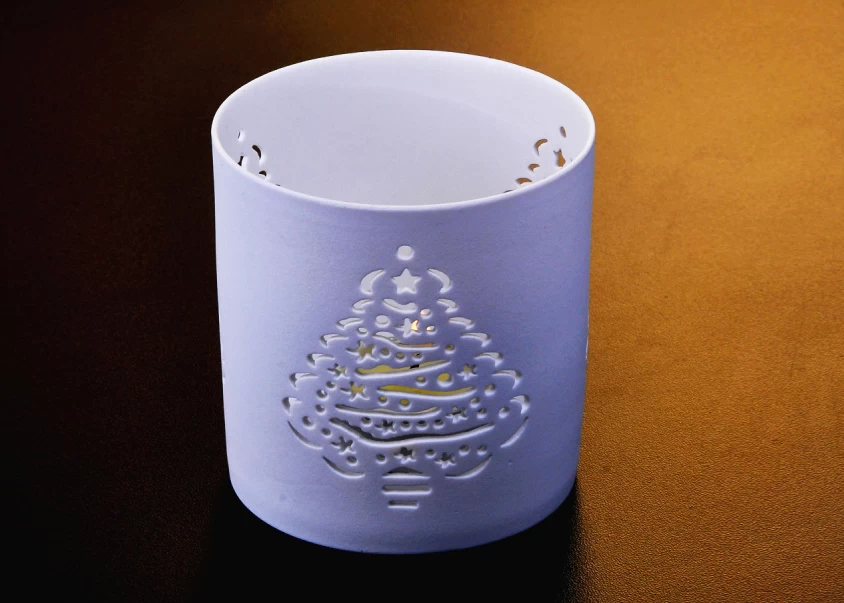 White Christmas Trees Pattern Home Decor Ceramic Candle Holder