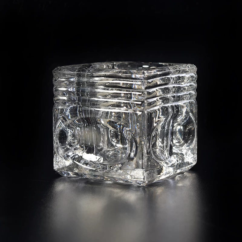 Square pattern glass candle holders