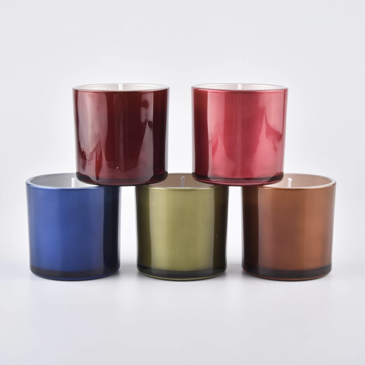metallic painting glass candle jars with various sizes