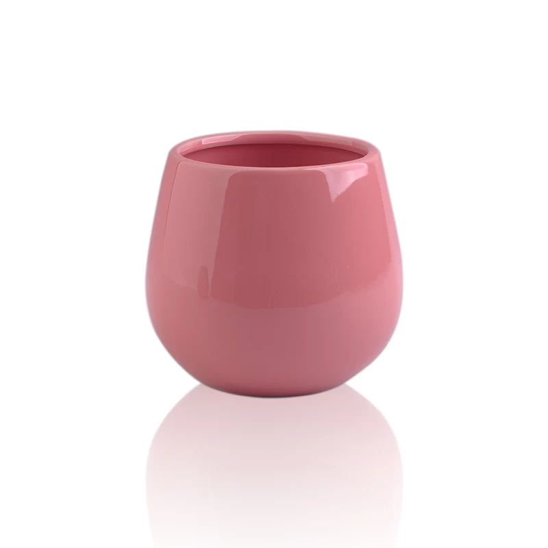 pink ceramic candle holder