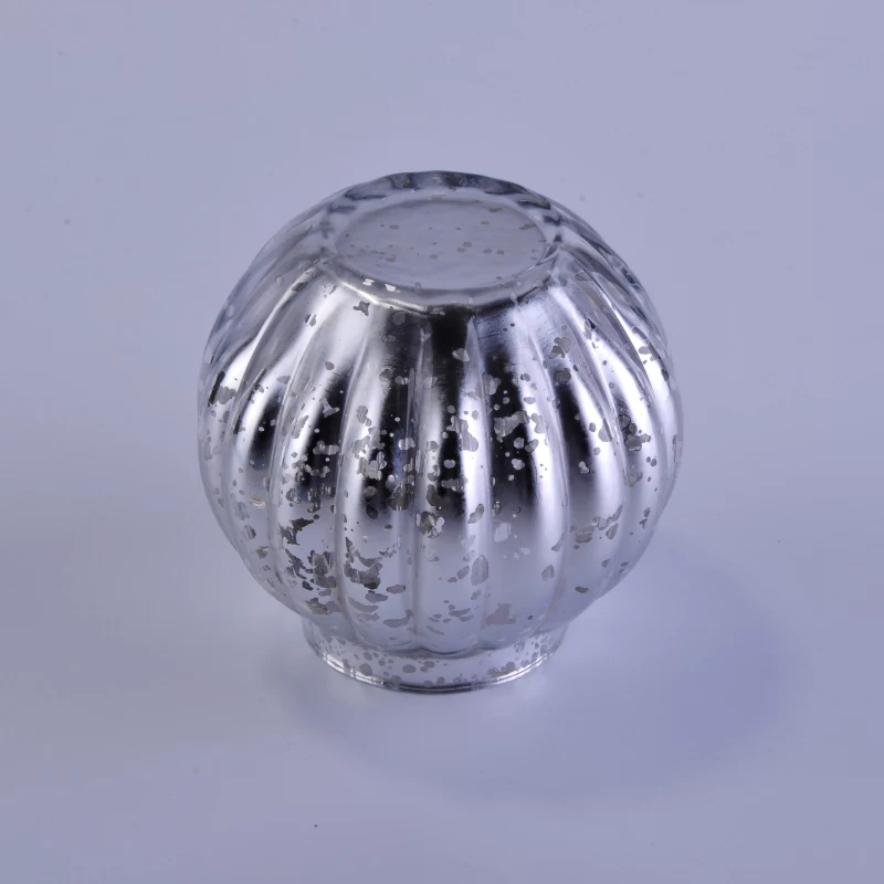 Electroplated Mercury Pumpkin Shaped Glass Candle Holder for Home Decoration