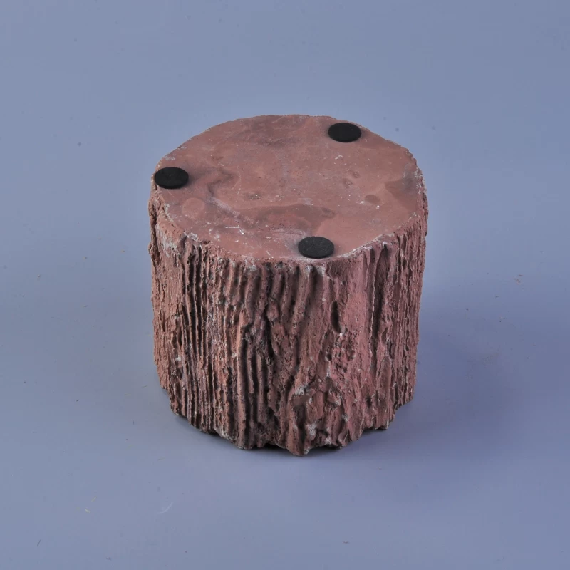 Vintage style bark effect concrete candle holder