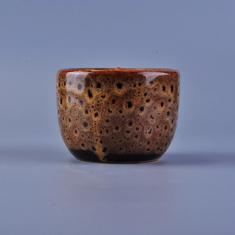 Brown Handmade Ceramic Candle Jar China Supplier