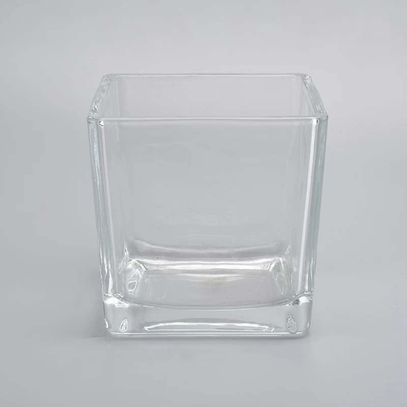 clear large glass square candle jar