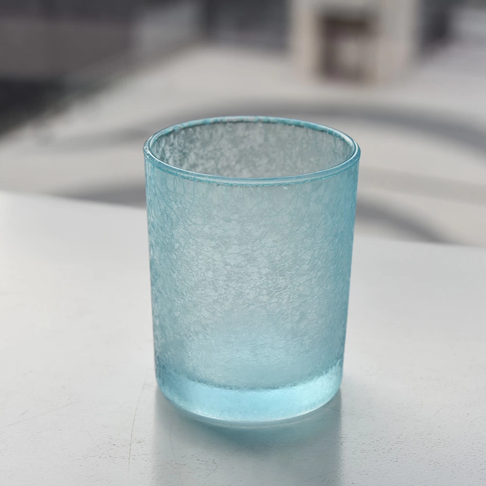 12oz blue glass candle jar
