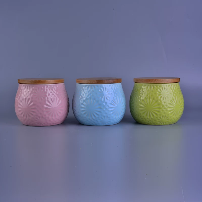 Beautiful decorative ceramic candle jars with lids