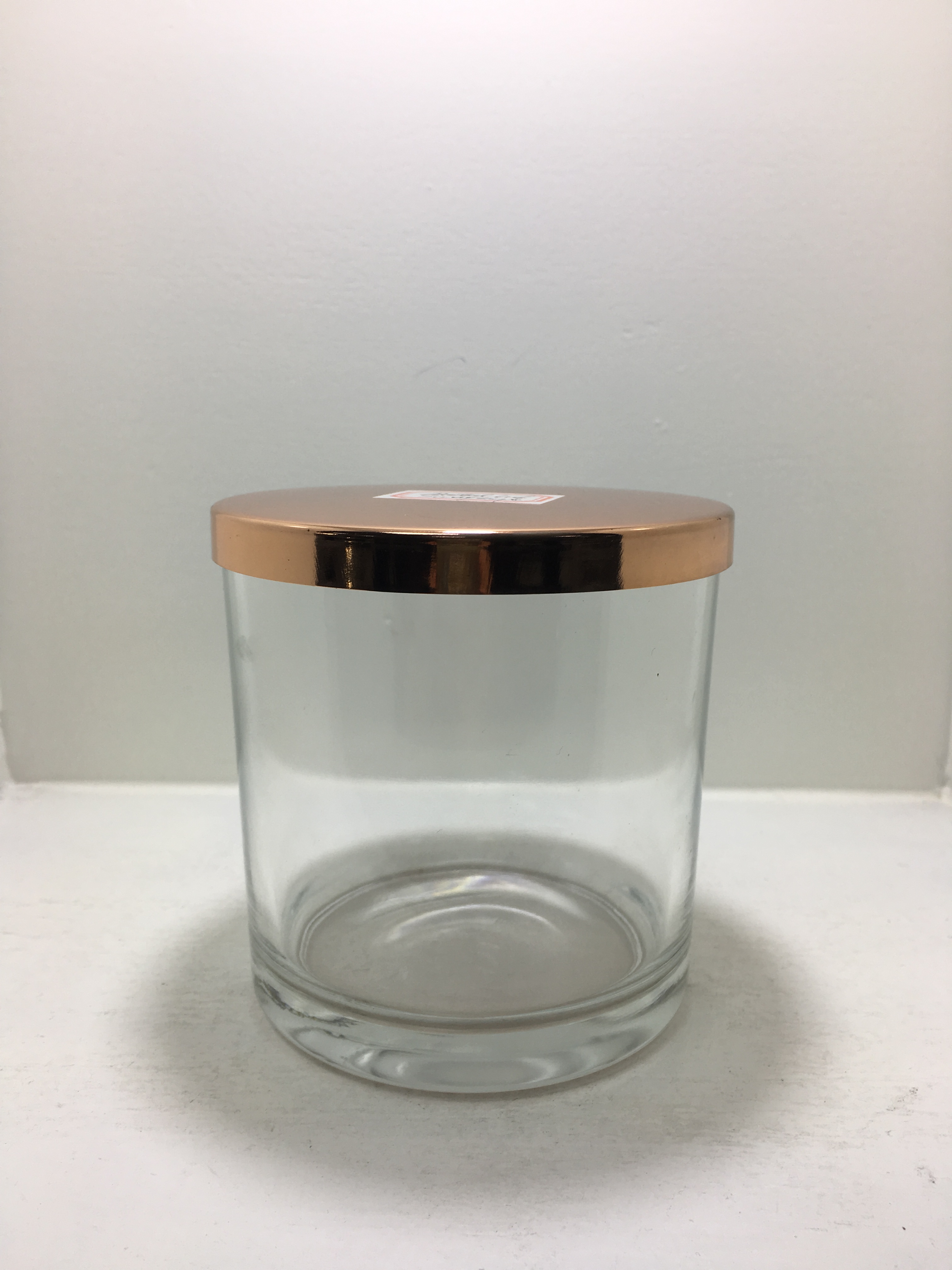 glass candle holder with metal lid