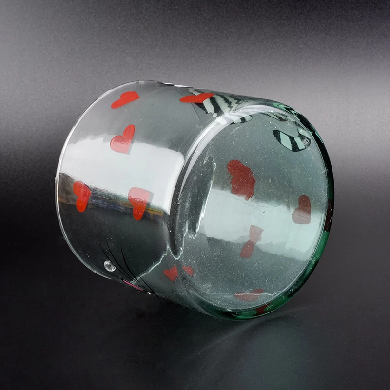 10cm diameter cylinder glass vessel with hand drawing cat pattern