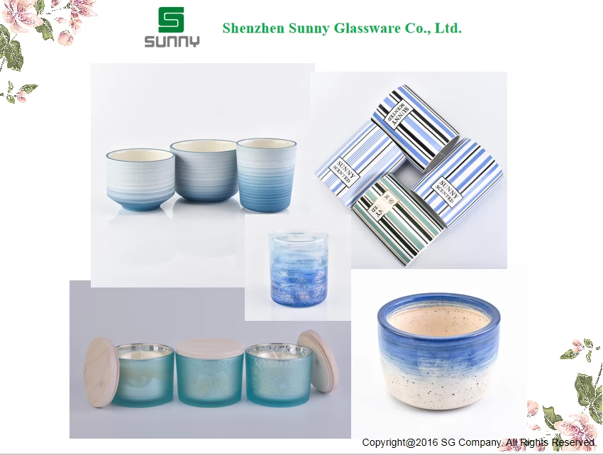 gradient blue ceramic candlestick series