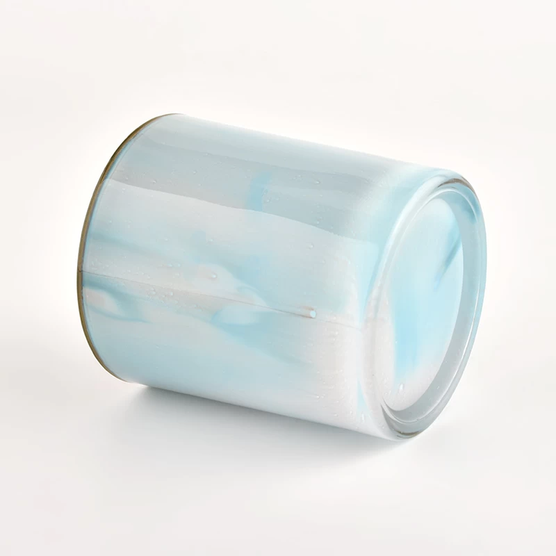 wholesale 300ml blue glass candle jars for making 