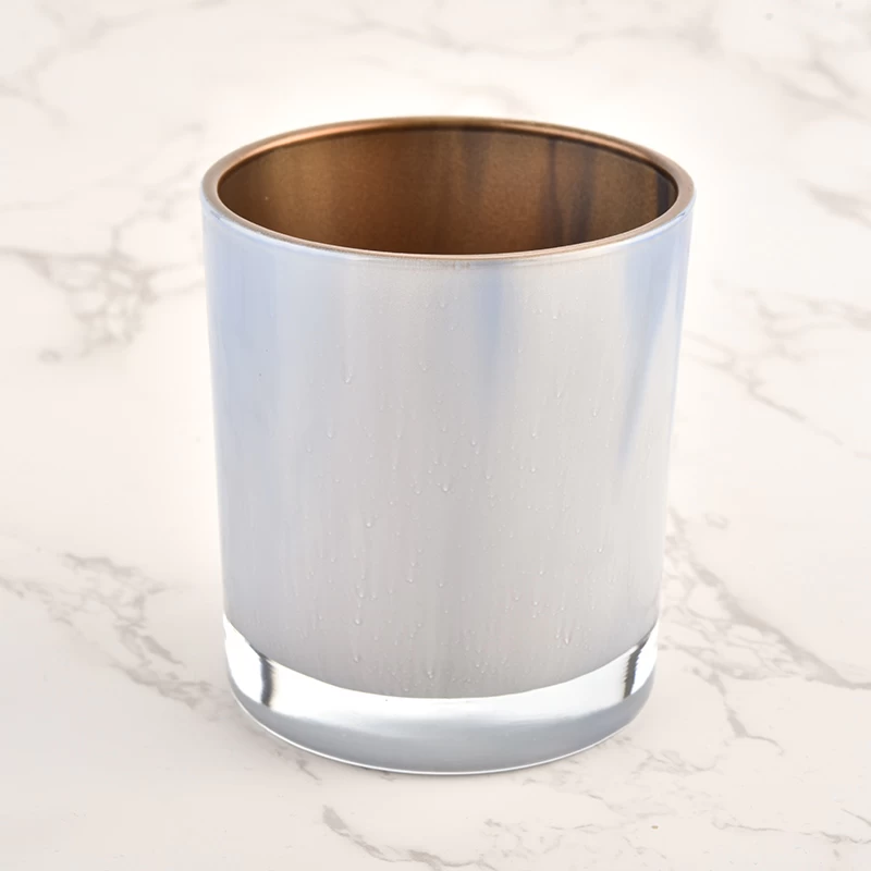 8oz 10oz custom glass candle jar gold inner candle vessel wholesale