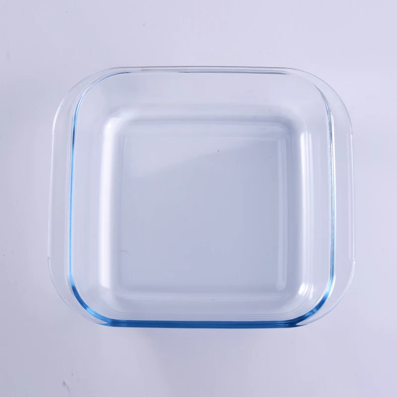 Household  Squre Heat Resistant Glass Plate With Handle