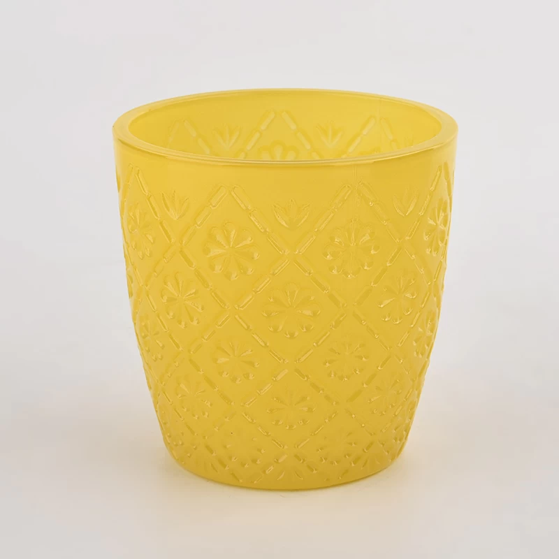 yellow glass candle container 6oz glass candle jar with home decor