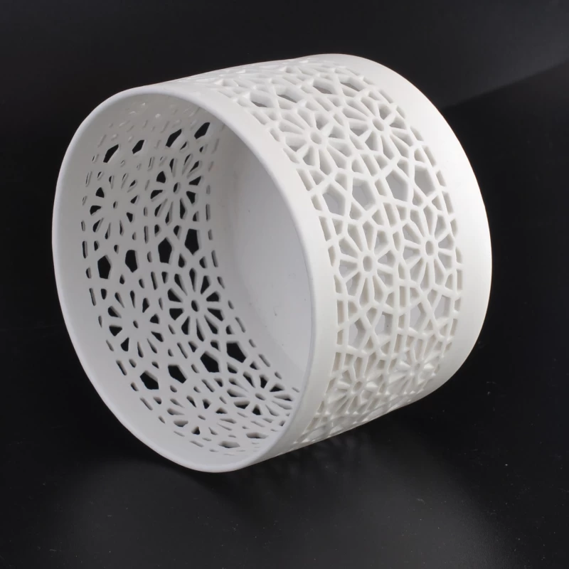 Delicate Hollow- out Embroidery Tealight Ceramic Candle Holder