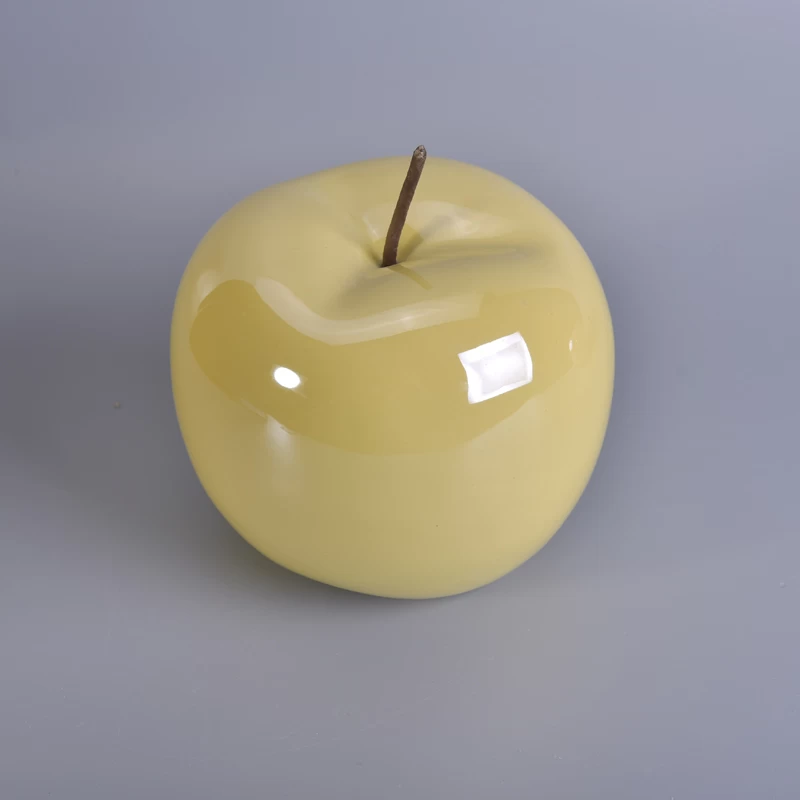 Apple shape ceramic candle holder with lid