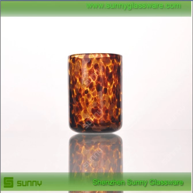 leopard print candle holder glass