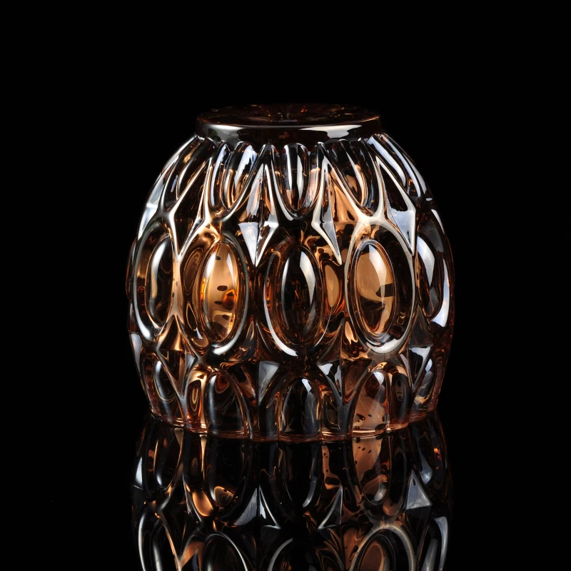 Dimpled Weddding Decoration Color Sprayed Electroplated Glass Candle Jar