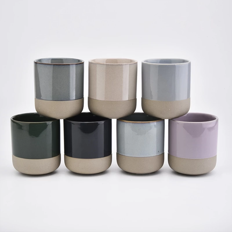 Reactive glazed ceramic candle vessel  
