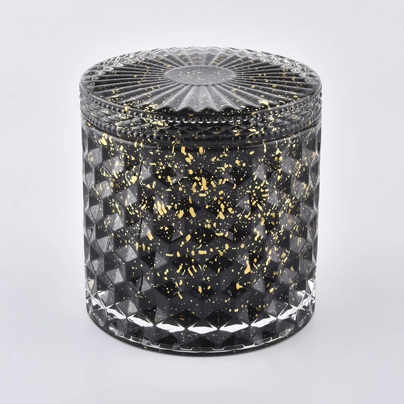 Diamond glass candle holder with lid 