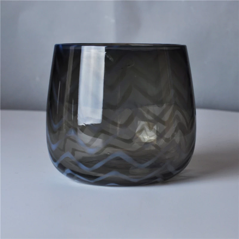 Brown Color Mouth Blown Glass Candle Jar