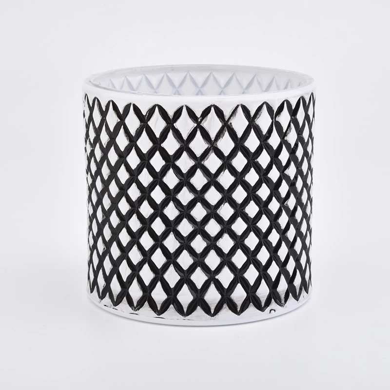 glass debossed woven pattern candle holders
