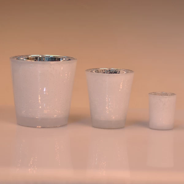 Luxury V shape white mercury glass candle jars