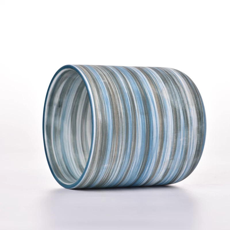 400ml color stripe ceramic candle vessels supplier
