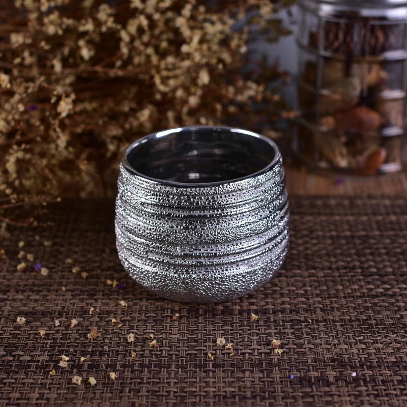Luxury Silver Cylinder Dolomite Ceramic Candle Holder
