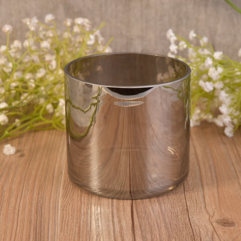 Ion plating silver glass candle holder