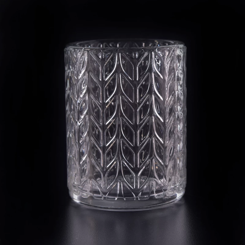 8oz wax filling cylinder glass candle holders with tree design
