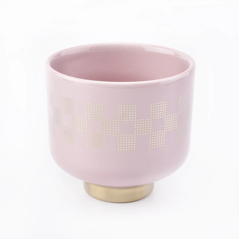 Pink Ceramic Candle Vessels With Custom Design