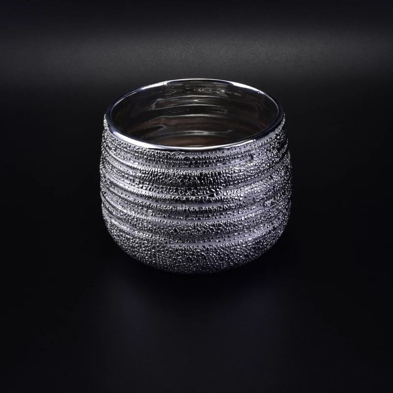 Luxury Silver Cylinder Dolomite Ceramic Candle Holder