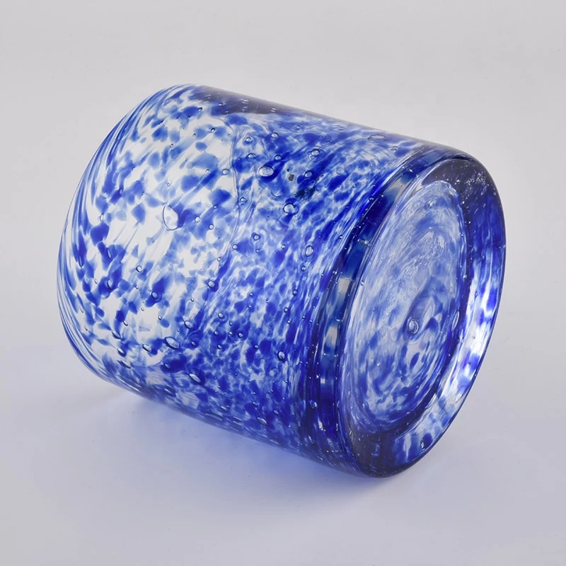 Unique Blue Glass Candle Holders 