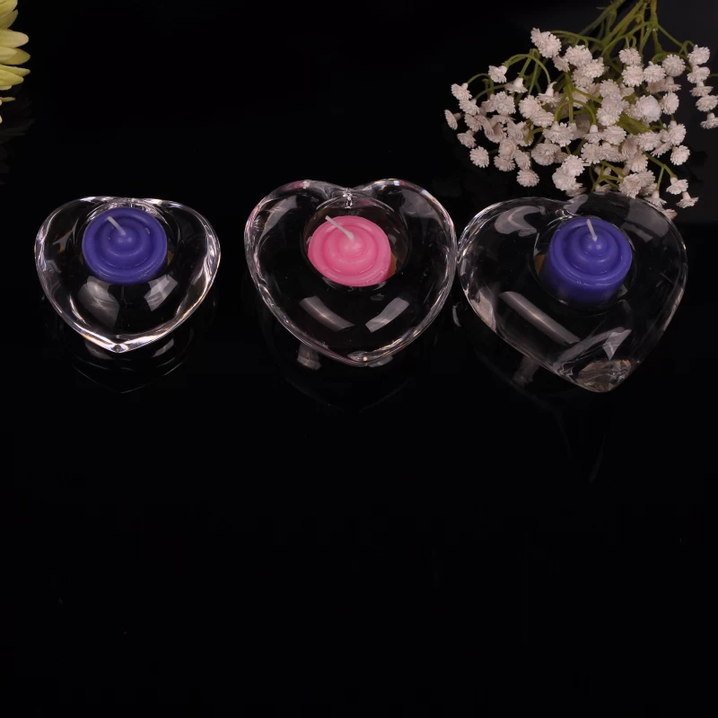 heart shape glass candle holders