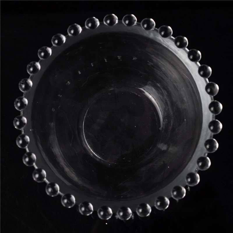 Crystal Bead Circle Glass Candle Bowl Hand Made Candle Jar